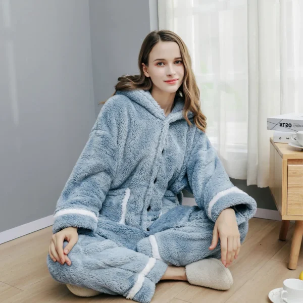Pyjama Pilou Pilou Femme Bleu Clair - Molleton Doux Et Doublure Polaire Intérieure -Monin Sirop Store piloupiloubleuclair