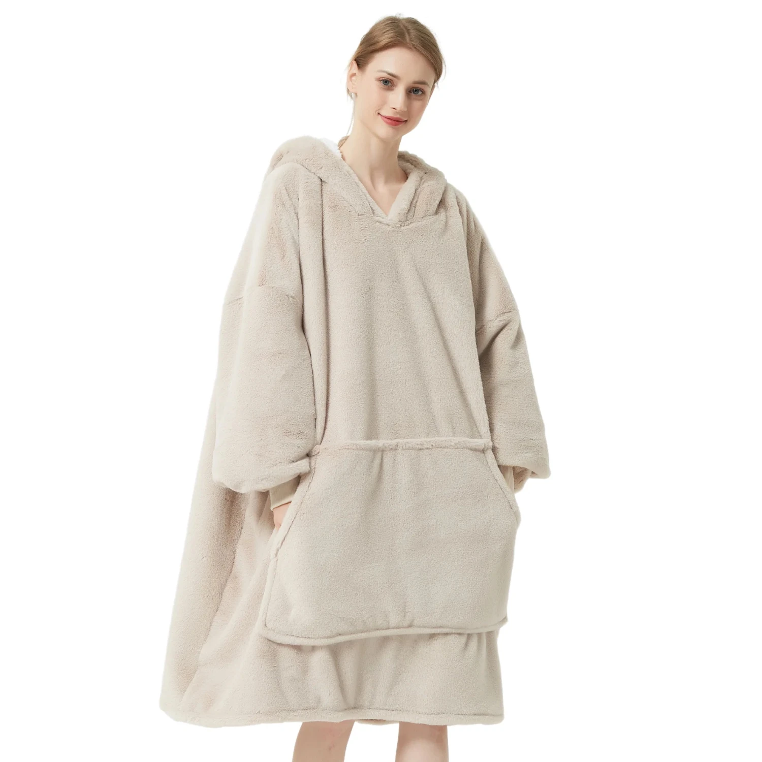 Pull Pilou Pilou Femme Beige - Sweat à Capuche Géant à Doublure Polaire 4 Pull Pilou Pilou Femme Beige - Sweat à Capuche Géant à Doublure Polaire - Image 2