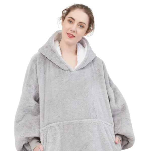 Pull Pilou Pilou Femme Gris Clair - Sweat à Capuche Géant à Doublure Polaire -Monin Sirop Store piloupilougrisclair