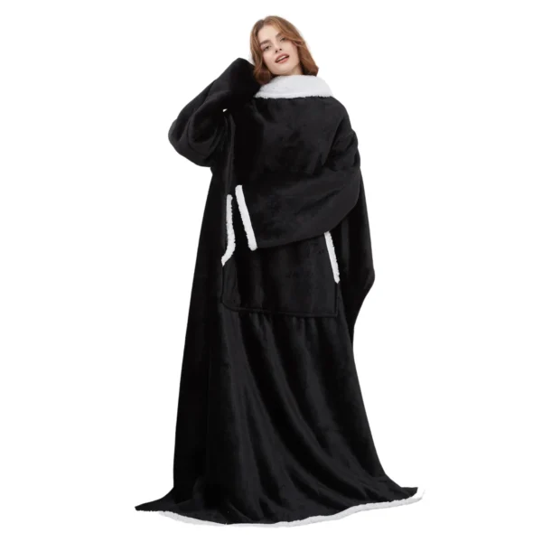 Plaid Cocooning Géant Noir - Couverture Douillette Avec Doublure Polaire