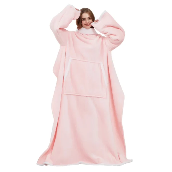 Plaid Cocooning Géant Rose - Couverture Douillette Avec Doublure Polaire