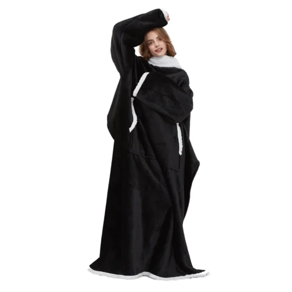 Plaid Cocooning Géant Noir - Couverture Douillette Avec Doublure Polaire -Monin Sirop Store plaidcocooningdouxnoir