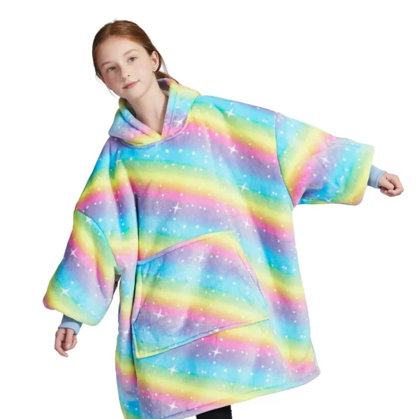 Sweat Plaid Enfant Arc-en-Ciel Étoilé - Pull Plaid Polaire à Capuche -Monin Sirop Store plaidsweatenfantarcencieletoileTheOversizedHoodie