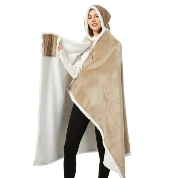 Poncho Polaire Femme Beige à Capuche 12 Poncho Polaire Femme Beige à Capuche -Monin Sirop Store ponchofemmebeigeTheOversizedHoodie