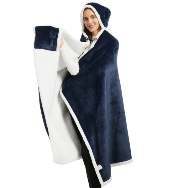Poncho Polaire Femme Bleu Marine à Capuche -Monin Sirop Store ponchofemmebleuTheOversizedHoodie
