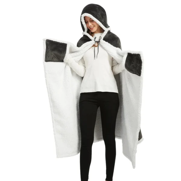 Poncho Polaire Femme Gris à Capuche -Monin Sirop Store ponchofemmegrisTheOversizedHoodie