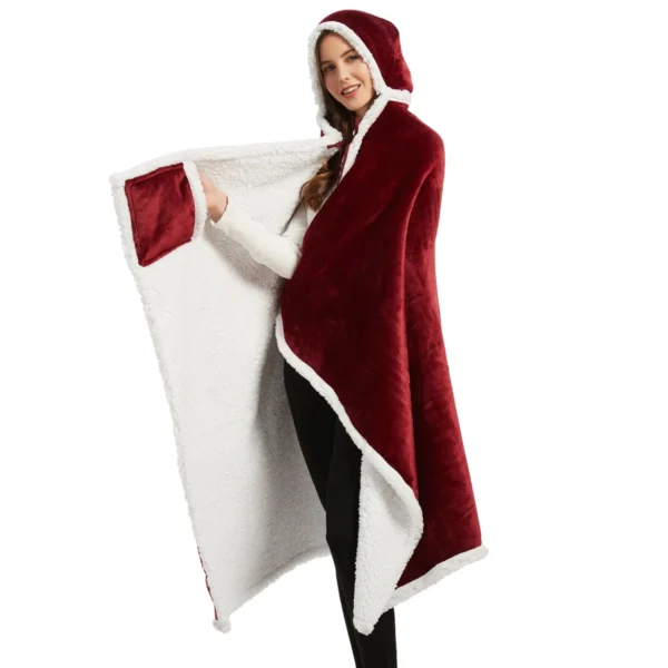 Poncho Polaire Femme Rouge à Capuche -Monin Sirop Store ponchofemmerougeTheOversizedHoodie