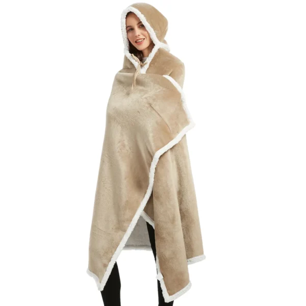 Poncho Polaire Femme Beige à Capuche 11 Poncho Polaire Femme Beige à Capuche -Monin Sirop Store ponchoplaidfemmebeigeTheOversizedHoodie