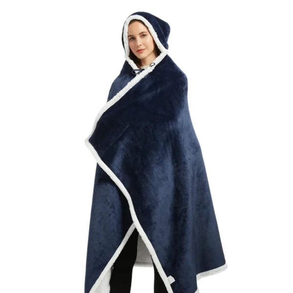 Poncho Polaire Femme Bleu Marine à Capuche -Monin Sirop Store ponchoplaidfemmebleuTheOversizedHoodie