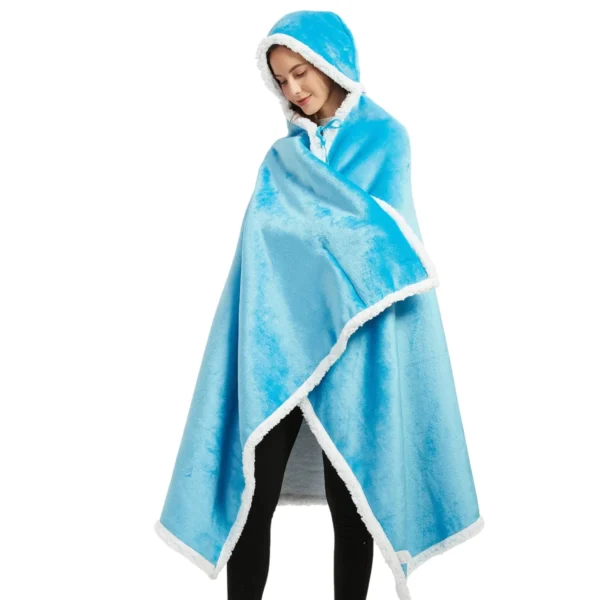 Poncho Polaire Femme Bleu Azur à Capuche -Monin Sirop Store ponchoplaidfemmebleuazurTheOversizedHoodie