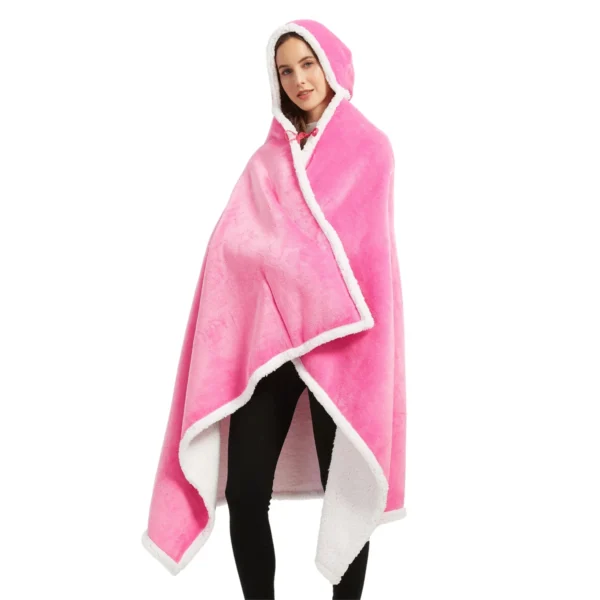 Poncho Polaire Femme Fuchsia à Capuche -Monin Sirop Store ponchoplaidfemmefuchsiaTheOversizedHoodie