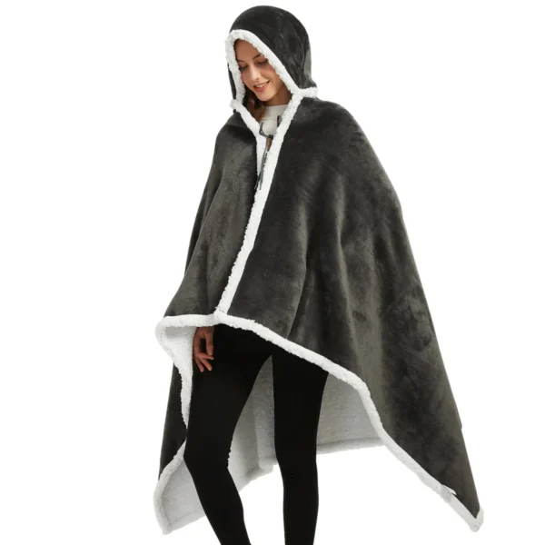 Poncho Polaire Femme Gris à Capuche -Monin Sirop Store ponchoplaidfemmegrisTheOversizedHoodie