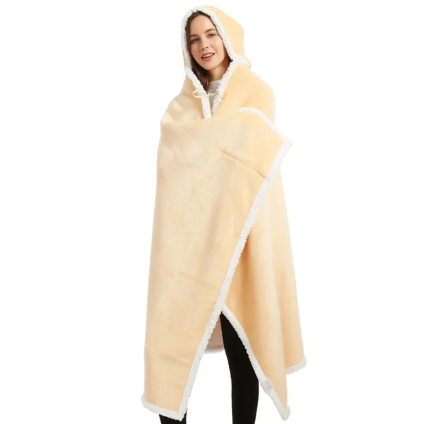 Poncho Polaire Femme Jaune à Capuche -Monin Sirop Store ponchoplaidfemmejauneTheOversizedHoodie