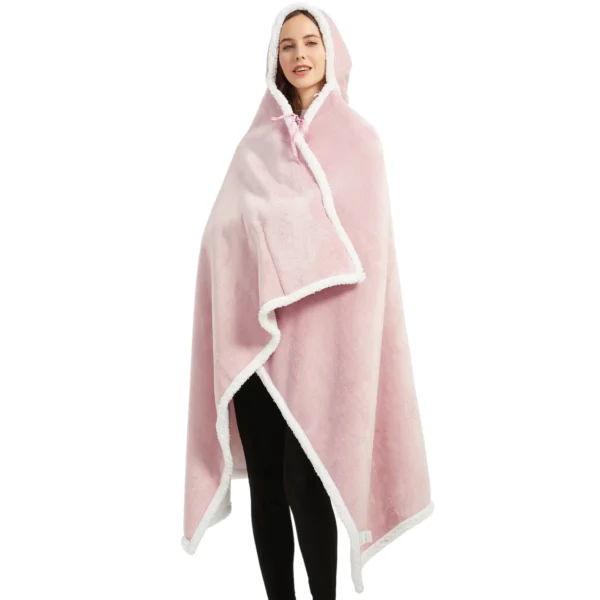 Poncho Polaire Femme Rose à Capuche -Monin Sirop Store ponchoplaidfemmerosepastelTheOversizedHoodie