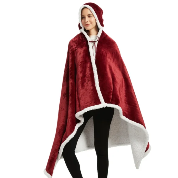 Poncho Polaire Femme Rouge à Capuche -Monin Sirop Store ponchoplaidfemmerougeTheOversizedHoodie
