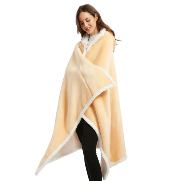 Poncho Polaire Femme Jaune à Capuche -Monin Sirop Store ponchoplaidjauneTheOversizedHoodie