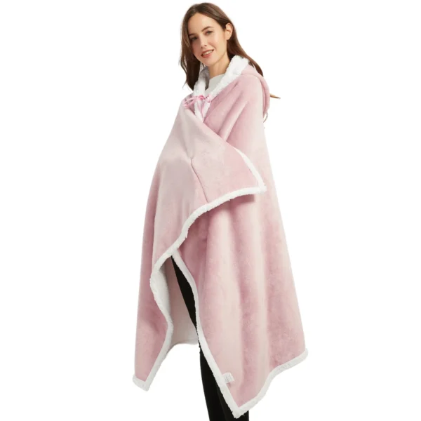 Poncho Polaire Femme Rose à Capuche -Monin Sirop Store ponchoplaidrosepastelTheOversizedHoodie