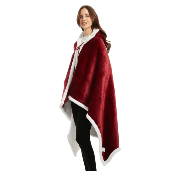 Poncho Polaire Femme Rouge à Capuche -Monin Sirop Store ponchoplaidrougeTheOversizedHoodie
