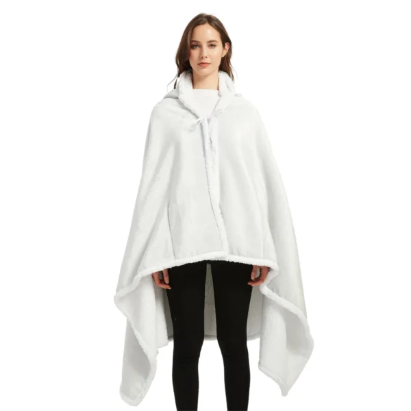 Poncho Polaire Femme Blanc Ă Capuche