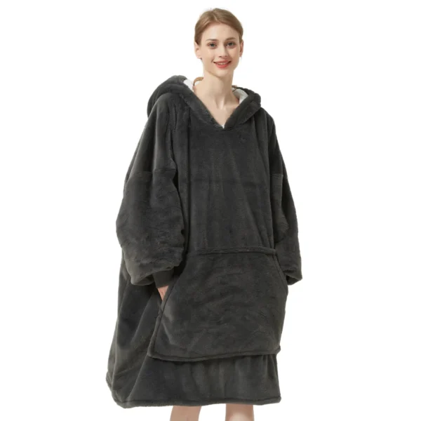 Pull Pilou Pilou Femme Gris - Sweat à Capuche Géant à Doublure Polaire