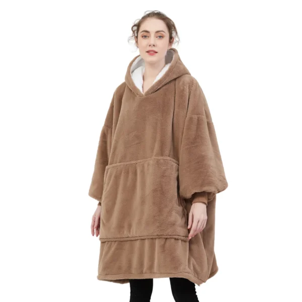 Pull Pilou Pilou Femme Marron - Sweat à Capuche Géant à Doublure Polaire