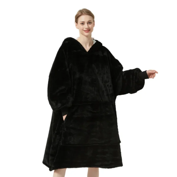 Pull Pilou Pilou Femme Noir - Sweat à Capuche Géant à Doublure Polaire