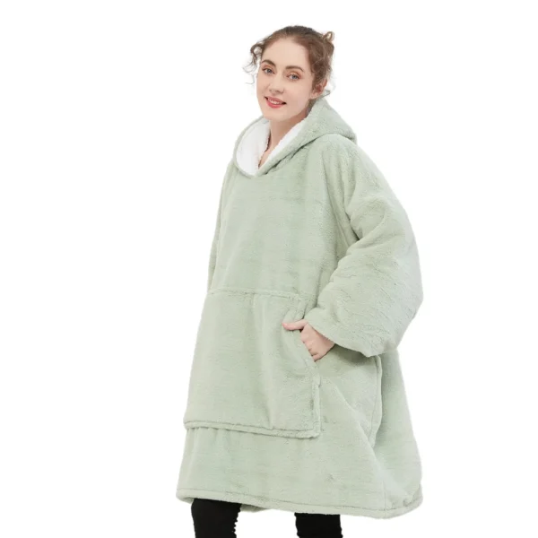 Pull Pilou Pilou Femme Vert - Sweat à Capuche Géant à Doublure Polaire