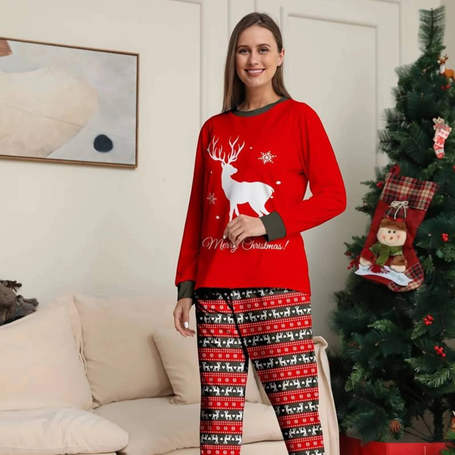 Pyjama De Noël Pour Femme "Renne Blanc" 4 Pyjama De Noël Pour Femme "Renne Blanc" - Image 2