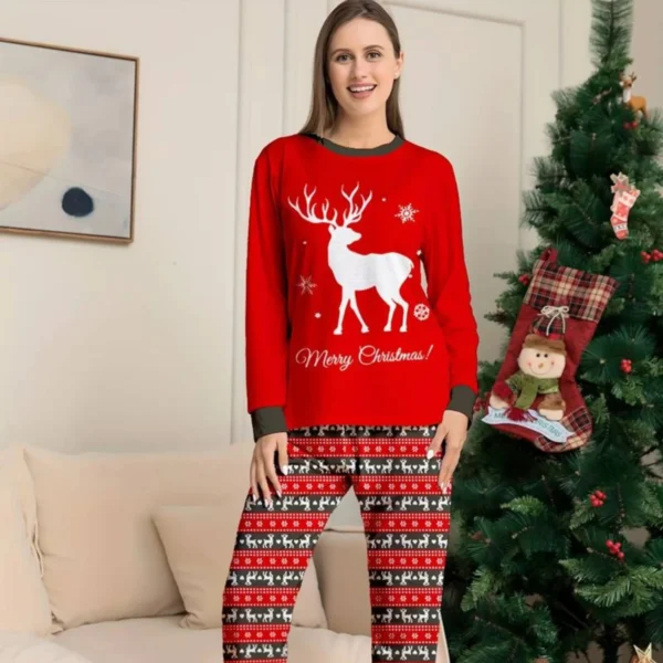 Pyjama De Noël Pour Femme "Renne Blanc" 10 Pyjama De Noël Pour Femme "Renne Blanc" -Monin Sirop Store pyjamadenoelfemmecolrondRenneBlanc