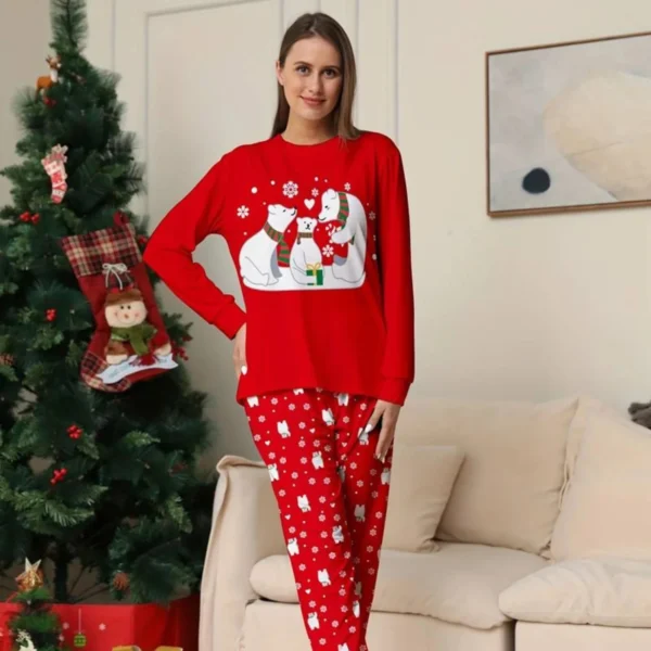 Pyjama De Noël Pour Femme "Famille Ours Polaire"