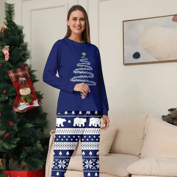 Pyjama De Noël Pour Femme "Sapin Étoilé Et Ours Polaire" -Monin Sirop Store pyjamadenoelfemmemancheslonguesSapinEtoileetOursPolaire