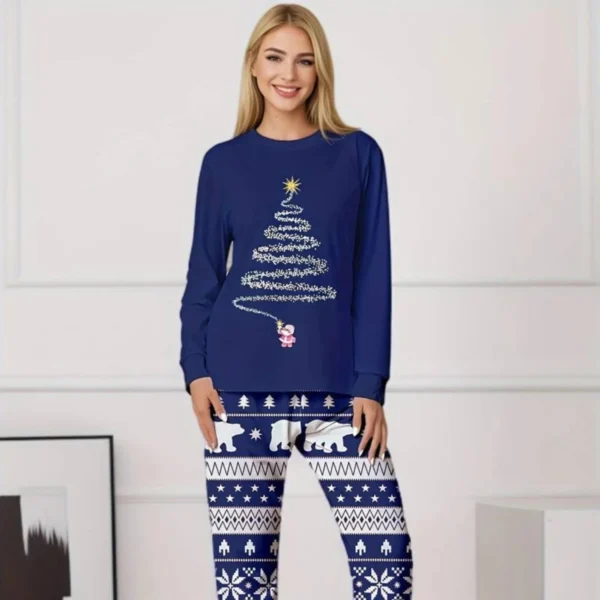 Pyjama De Noël Pour Femme "Sapin Étoilé Et Ours Polaire" -Monin Sirop Store pyjamadenoelfemmepolyesterSapinEtoileetOursPolaire