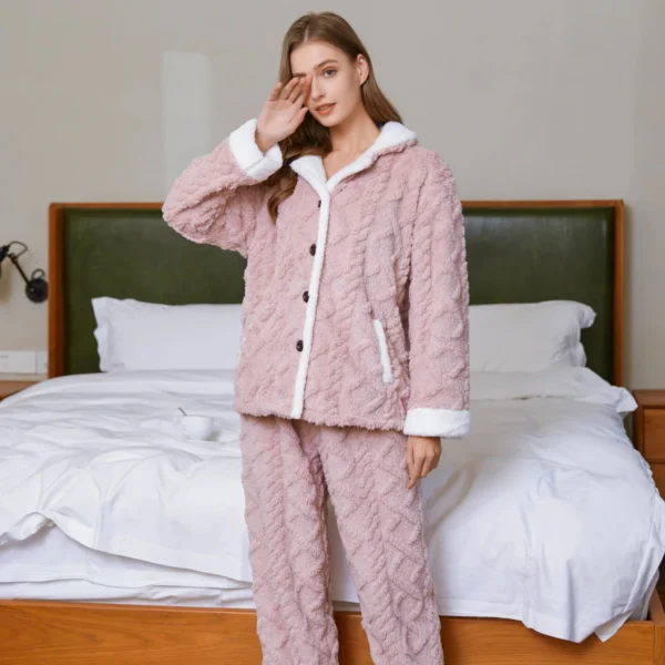 Pyjama Pilou Pilou Femme Rose - Molleton Doux Et Doublure Polaire Intérieure