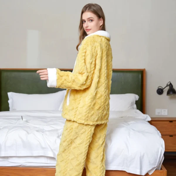 Pyjama Pilou Pilou Femme Jaune - Molleton Doux Et Doublure Polaire Intérieure -Monin Sirop Store pyjamapiloupiloufourrejaune
