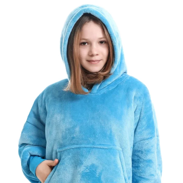 Sweat Plaid Enfant Bleu Azur - Pull Plaid Polaire à Capuche -Monin Sirop Store sweatacapucheenfantbleuazurTheOversizedHoodie