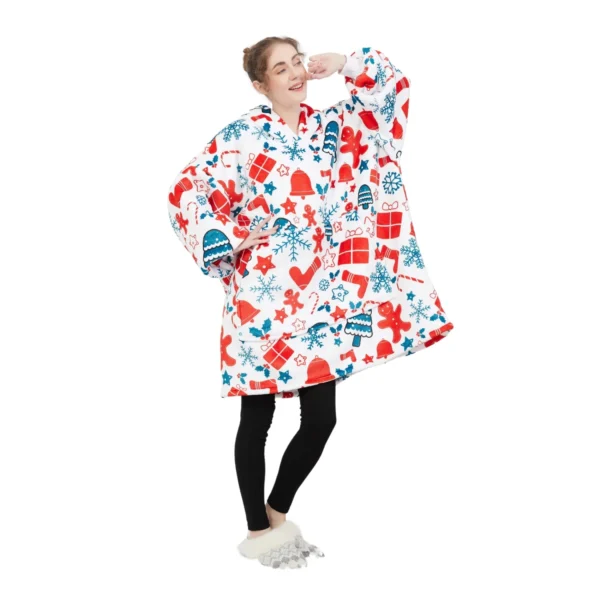 Sweat Plaid Féérie De Noël - Pull Plaid Polaire à Capuche Et Poche Centrale -Monin Sirop Store sweatacapuchefeeriedeNoel