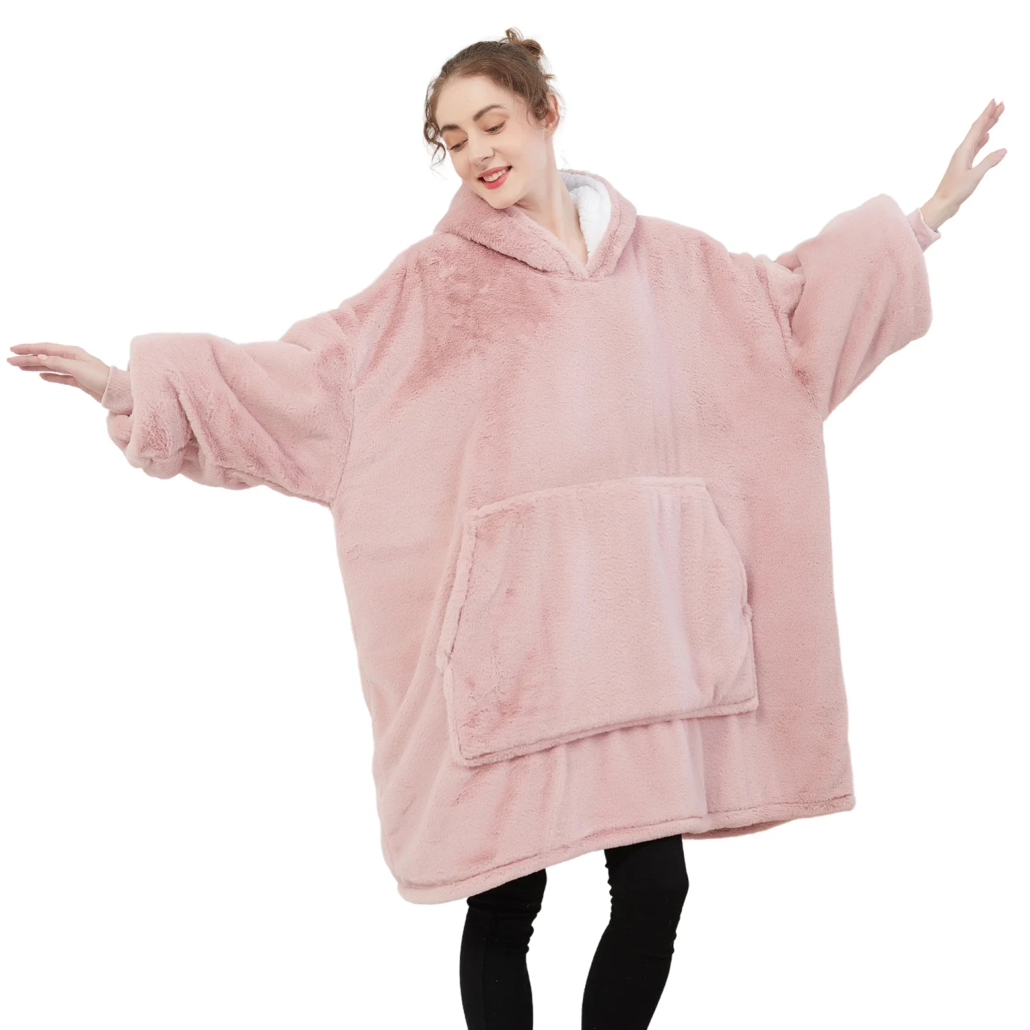 Pull Pilou Pilou Femme Rose - Sweat à Capuche Géant à Doublure Polaire 6 Pull Pilou Pilou Femme Rose - Sweat à Capuche Géant à Doublure Polaire - Image 4